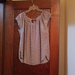 Lavender shirt with pink dots